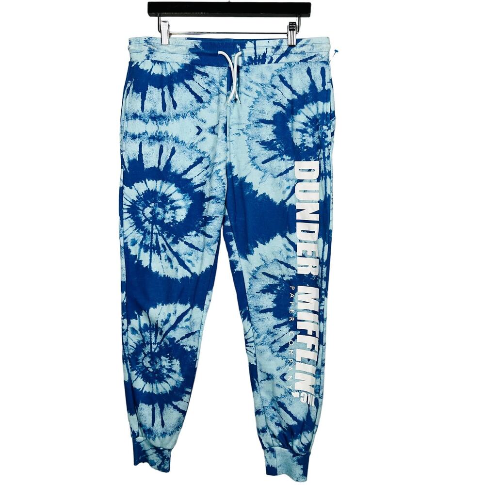 The Office Merch Tie Dye Sweatpants Slim Cut Jogger Style Blue White - XL